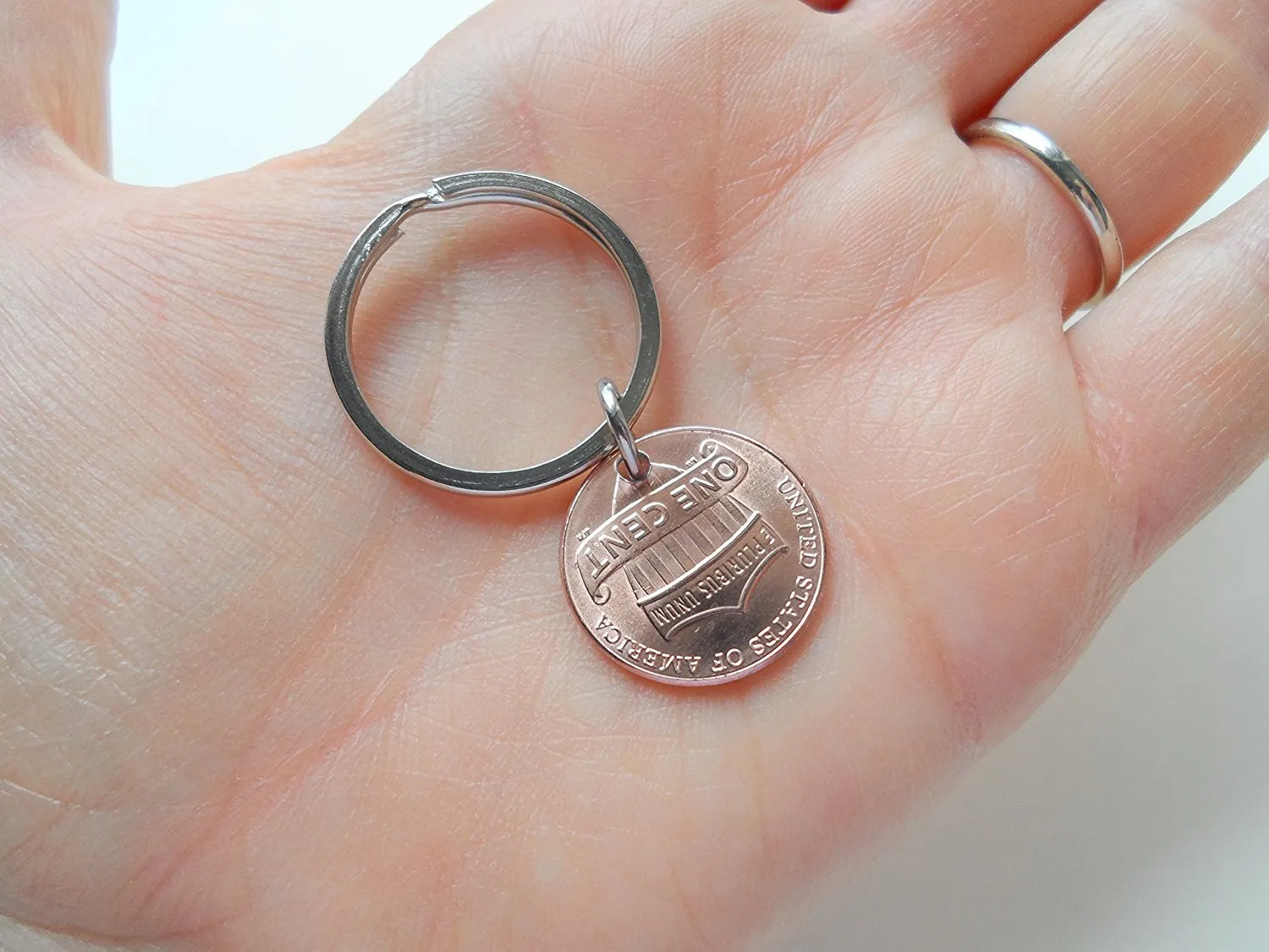 2013 Penny Keychain with Engraved Heart Around Year; 12 Year Anniversary Gift, Couples Keychain