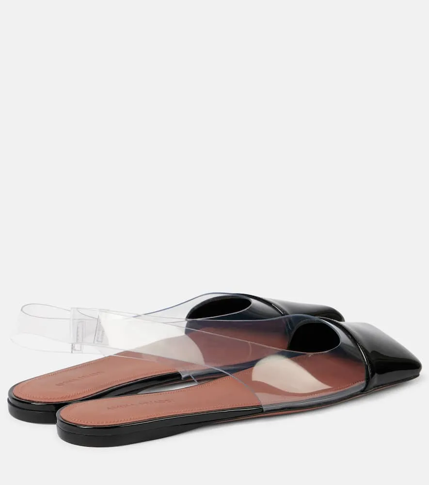 Amina Muaddi Ane Glass PVC and patent leather slingback flats