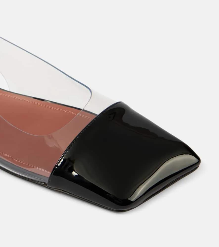 Amina Muaddi Ane Glass PVC and patent leather slingback flats