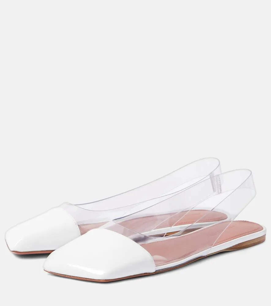 Amina Muaddi Ane Glass PVC slingback flats