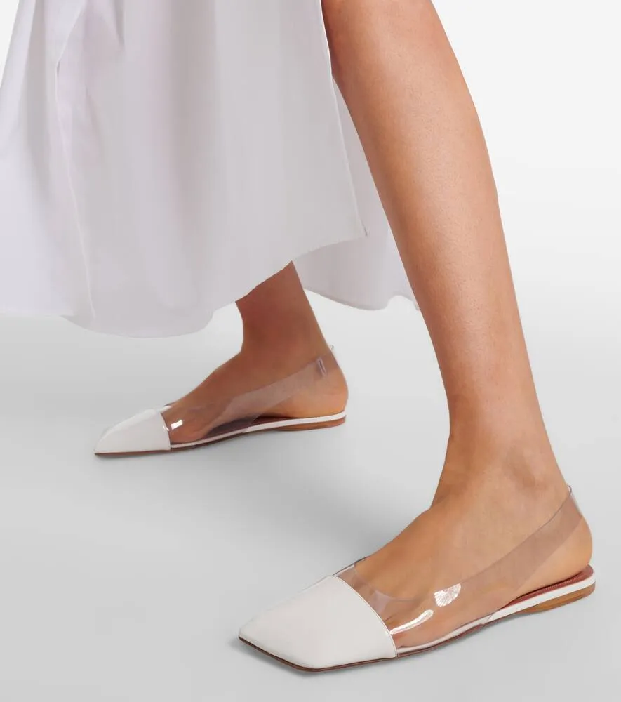 Amina Muaddi Ane Glass PVC slingback flats