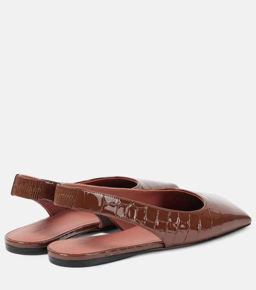 Amina Muaddi Ane patent leather slingback flats