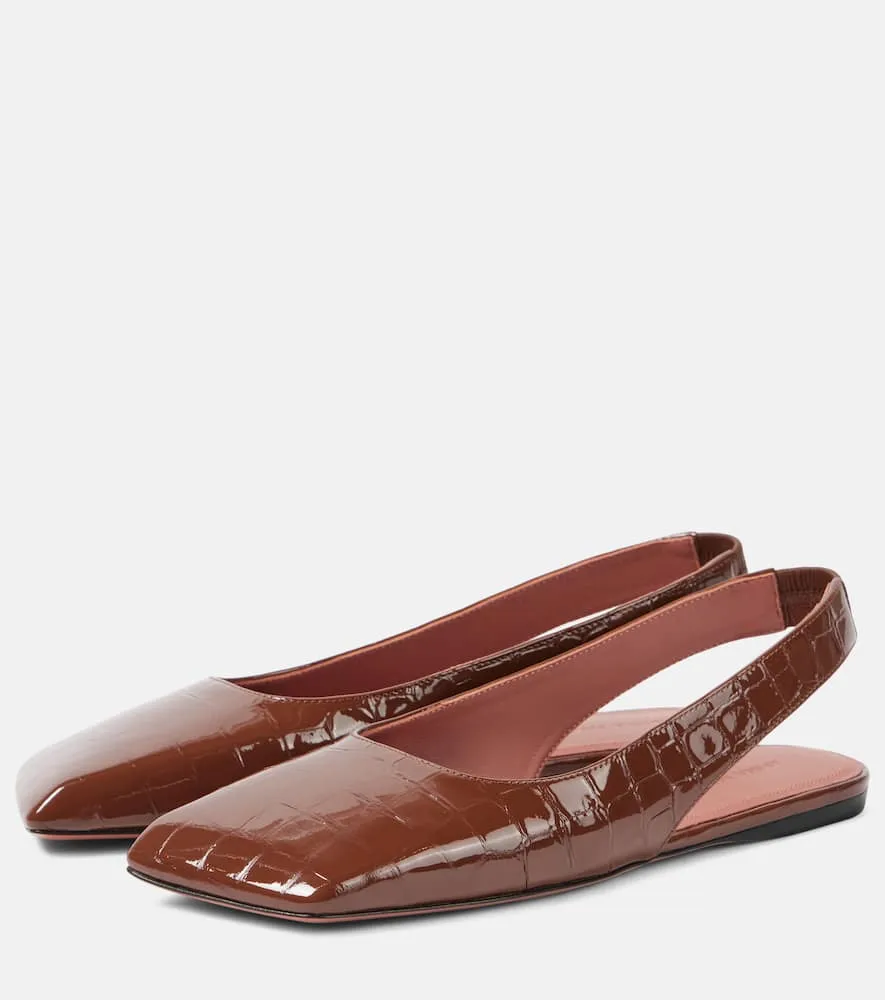 Amina Muaddi Ane patent leather slingback flats