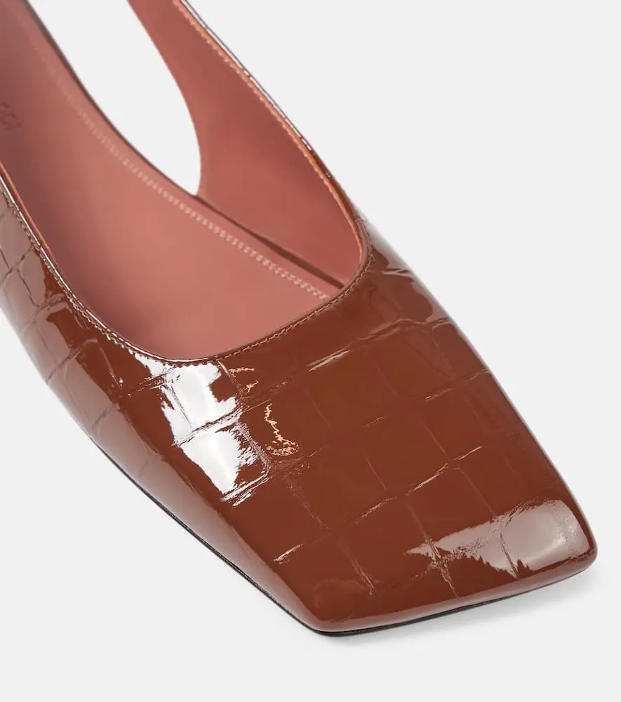 Amina Muaddi Ane patent leather slingback flats
