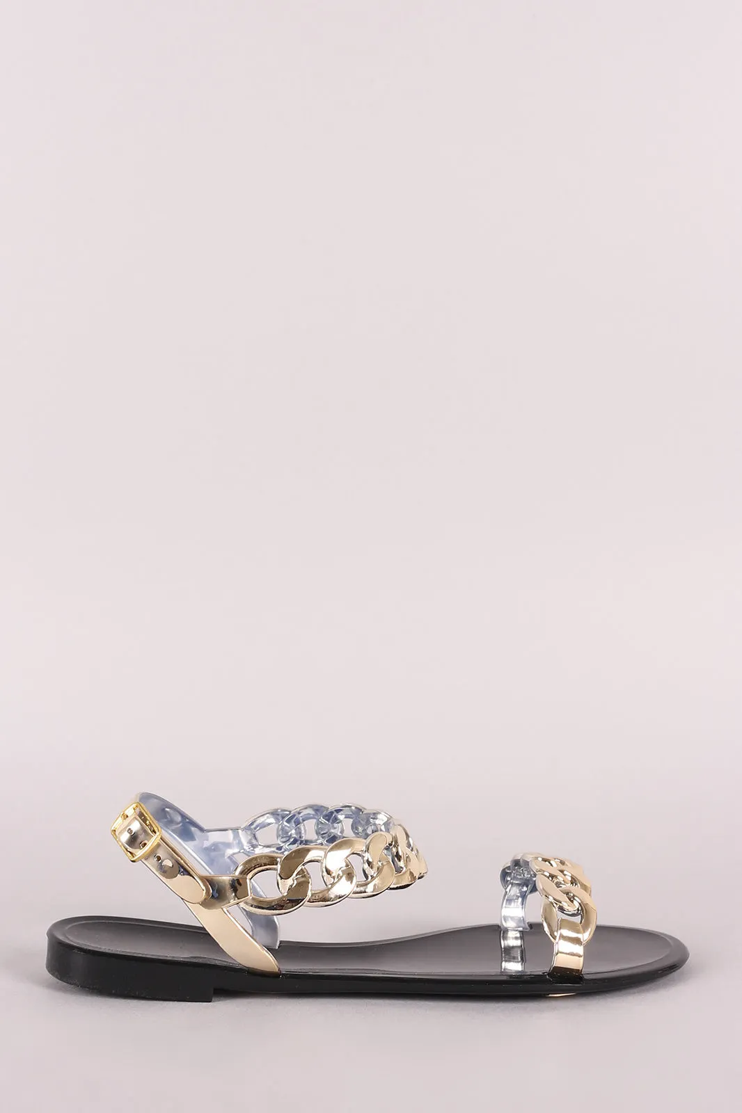Bamboo Jelly Metallic Chain Flat Sandal