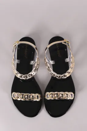 Bamboo Jelly Metallic Chain Flat Sandal