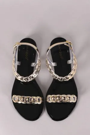Bamboo Jelly Metallic Chain Flat Sandal