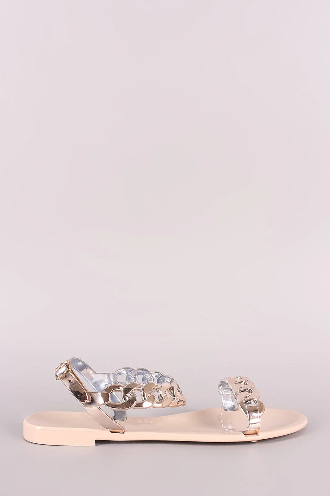 Bamboo Jelly Metallic Chain Flat Sandal