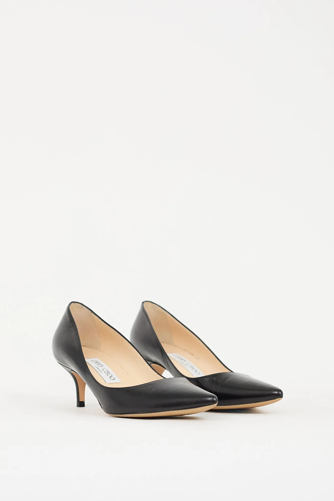 Black Leather Romy 60 Pointed Toe Pump