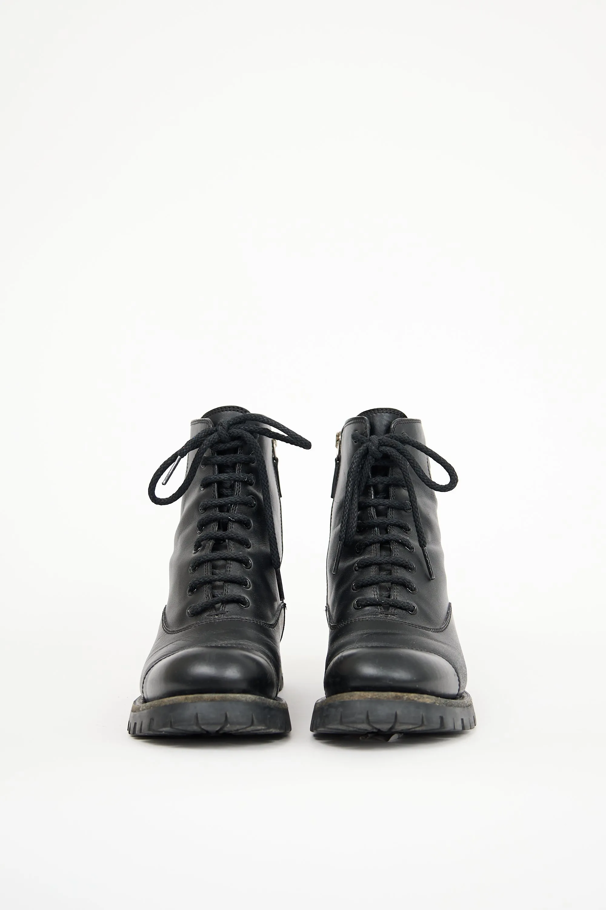 Black Leather Royan Combat Boot