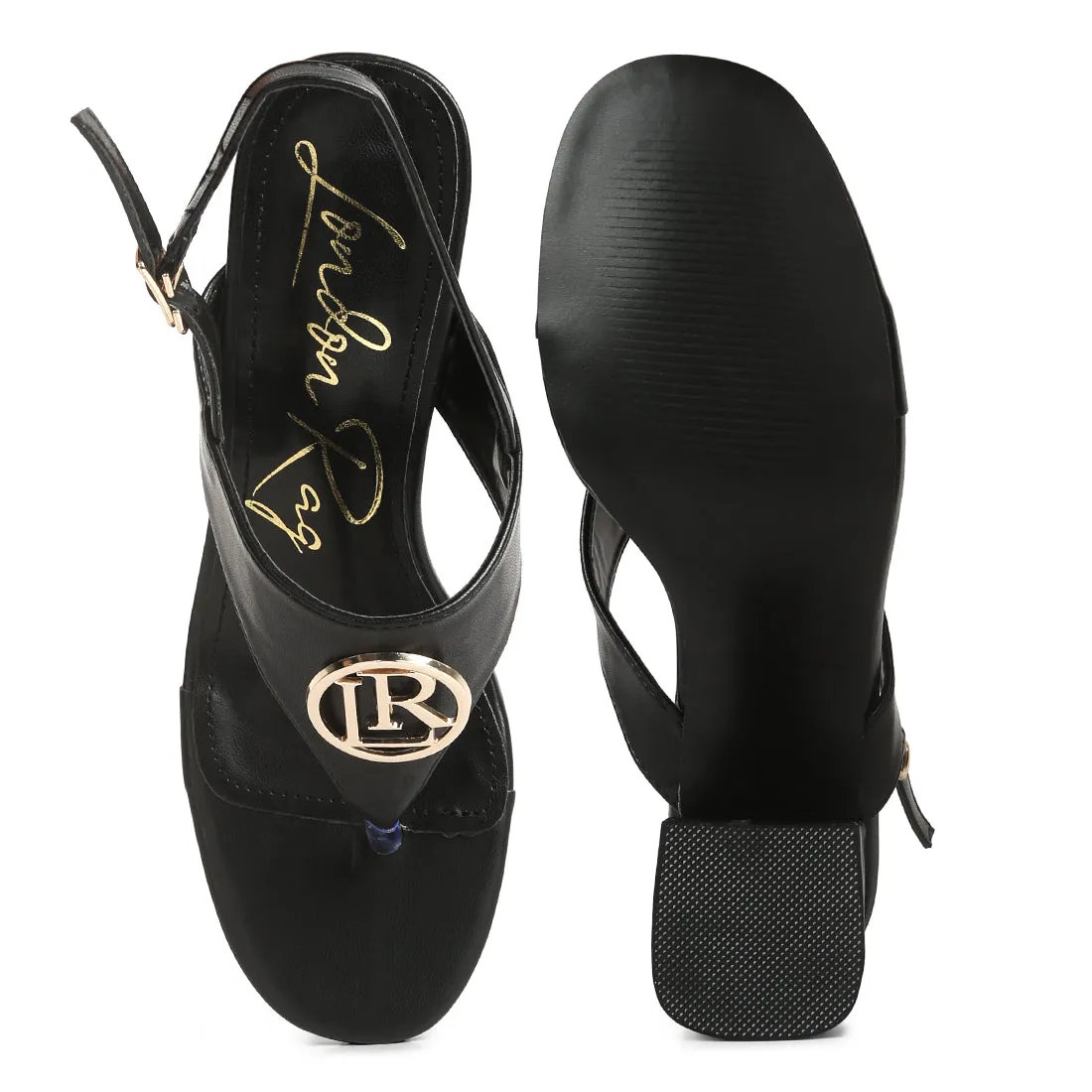 Block Heel Thong Sandals