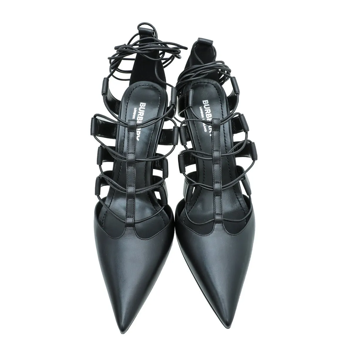 Burberry Black Cut Out Laced Leather Pump 39