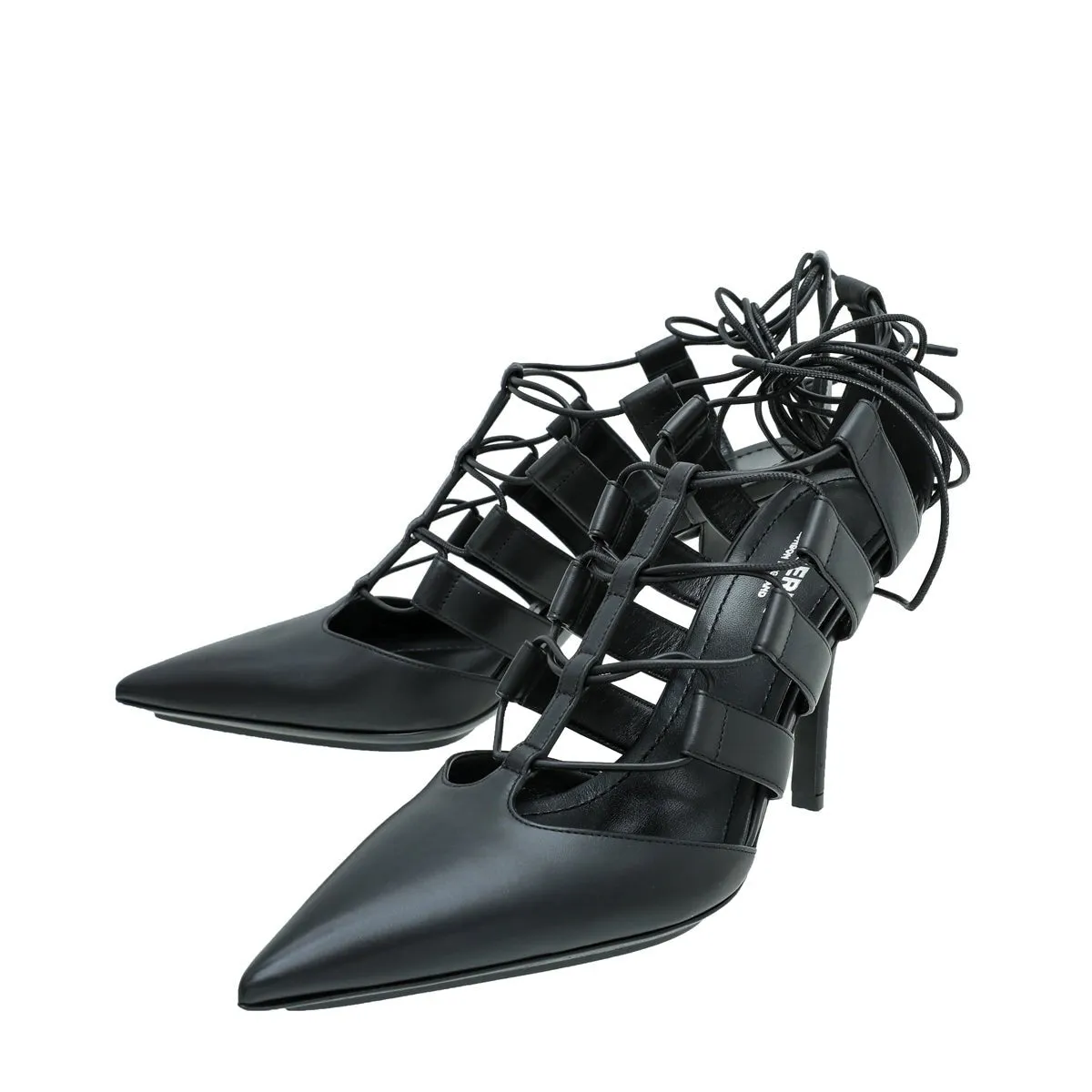 Burberry Black Cut Out Laced Leather Pump 39