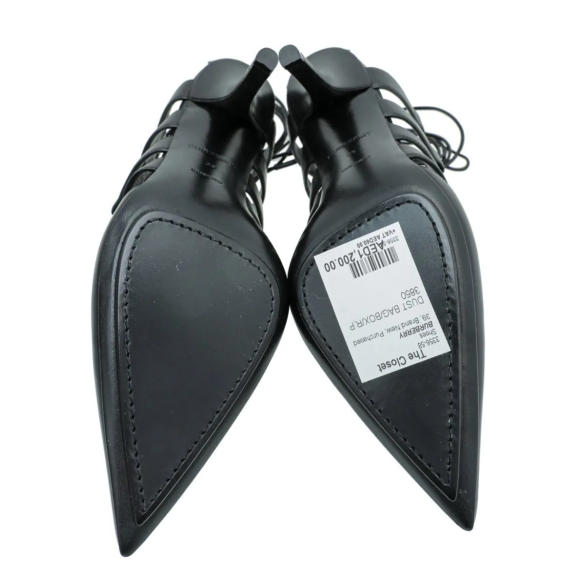 Burberry Black Cut Out Laced Leather Pump 39