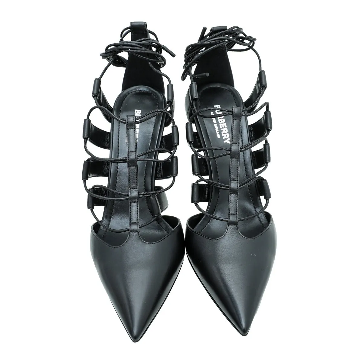 Burberry Black Cut Out Laced Leather Pump 40