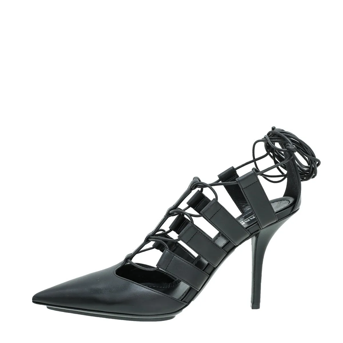 Burberry Black Cut Out Laced Leather Pump 40