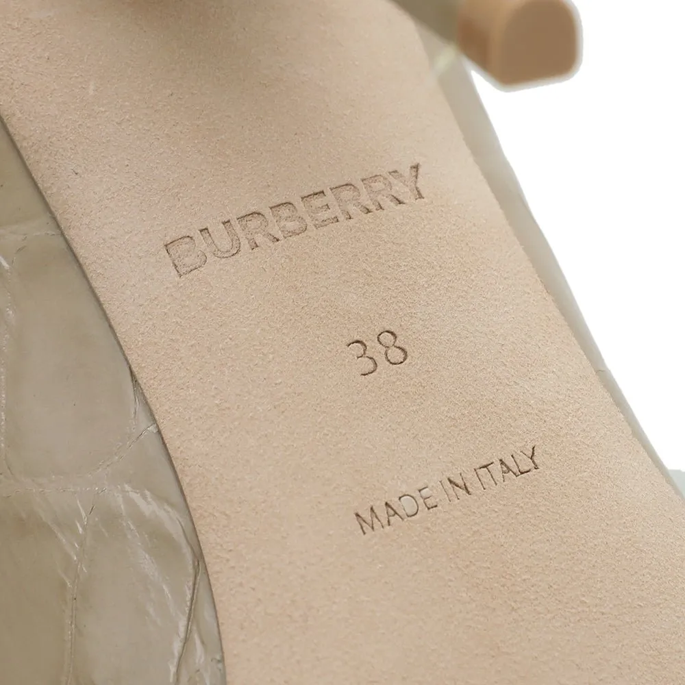 Burberry Dark Honey Croc Embossed Jermyn Pump 38