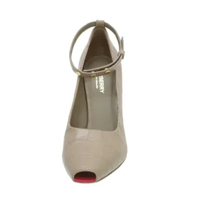 Burberry Dark Honey Croc Embossed Jermyn Pump 38
