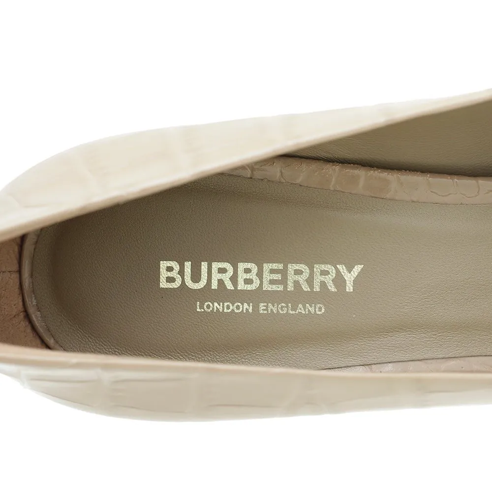 Burberry Dark Honey Croc Embossed Jermyn Pump 38
