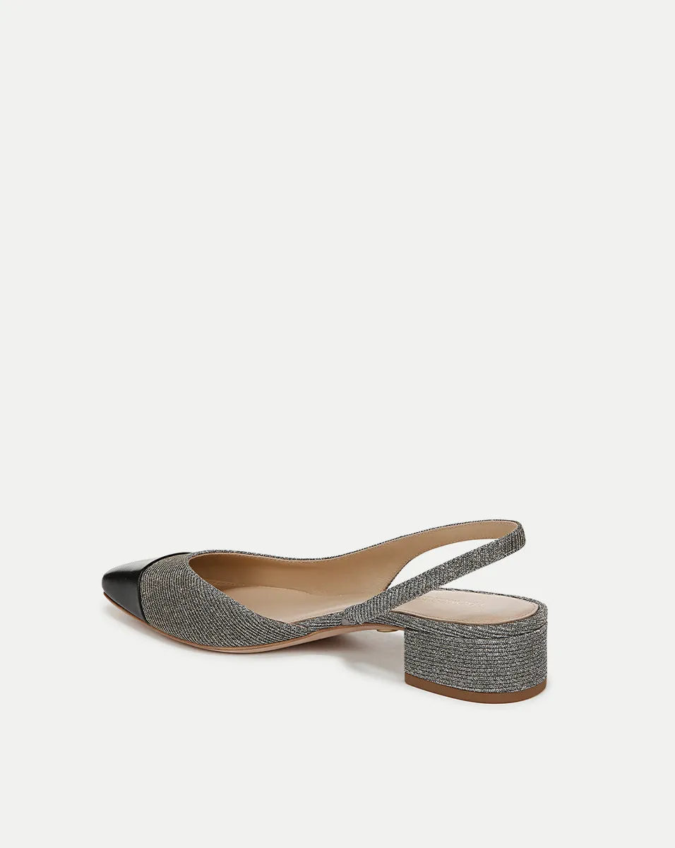 Cecile Lurex Cap-Toe Slingback