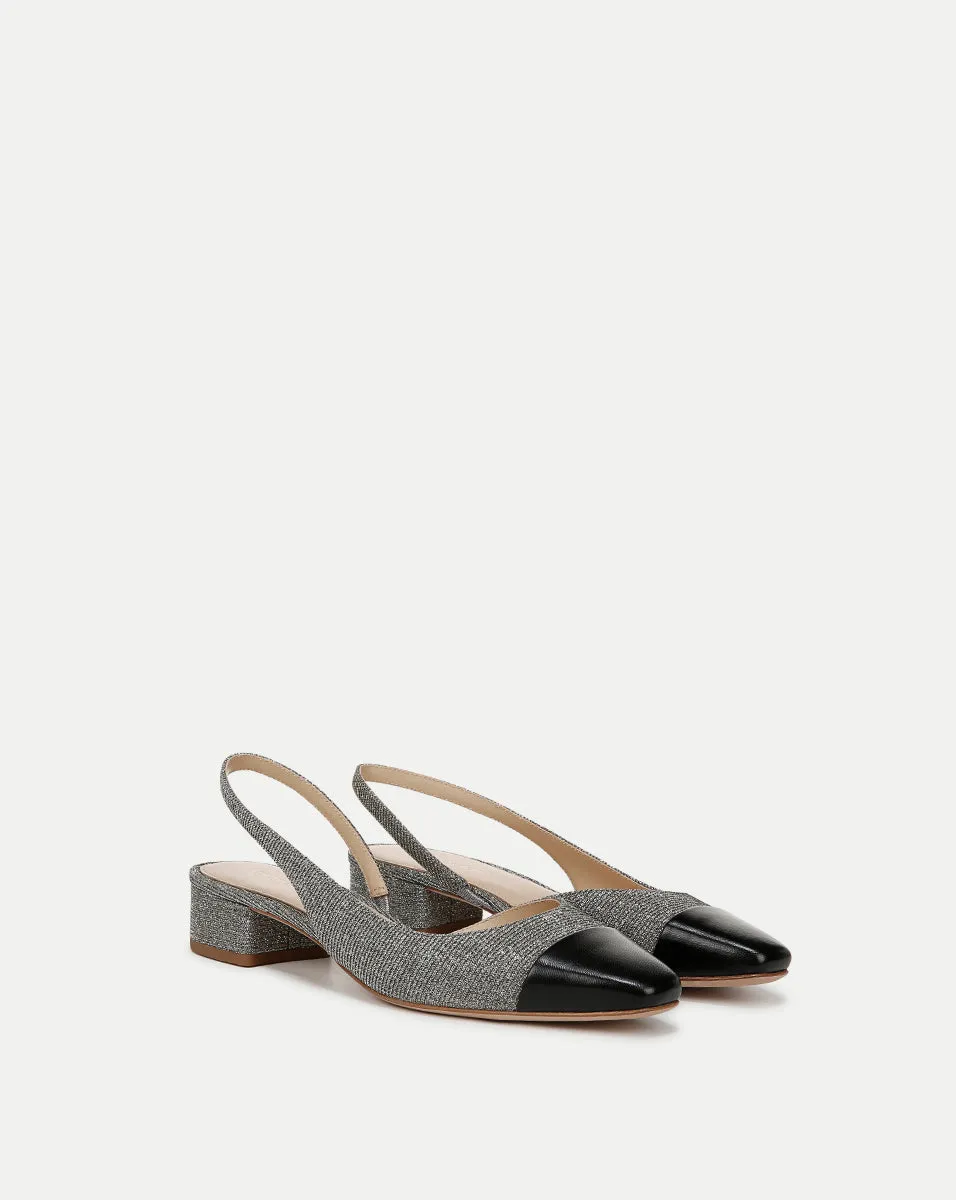 Cecile Lurex Cap-Toe Slingback