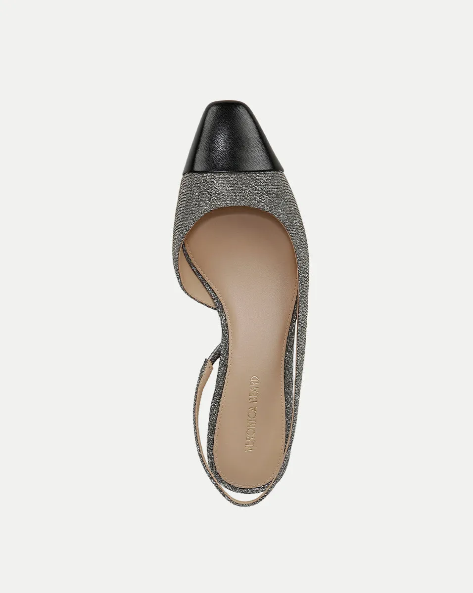 Cecile Lurex Cap-Toe Slingback