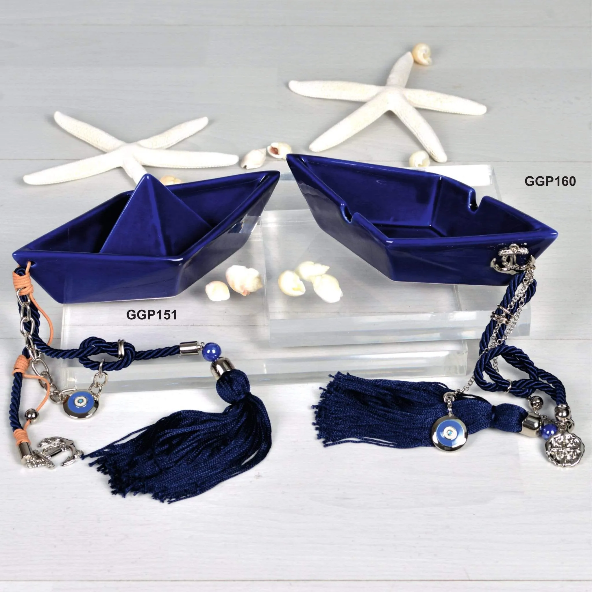 Ceramic Navy Blue  Boats