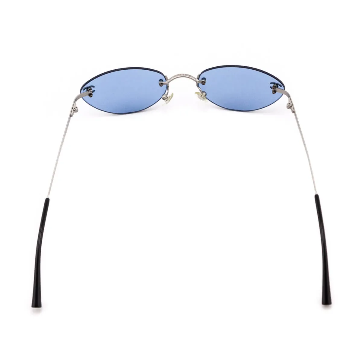 Chanel Blue Tinted Cat Eye Frameless Vintage CC Sunglasses