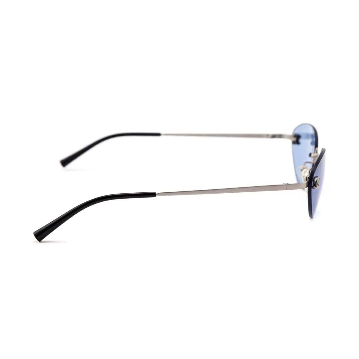 Chanel Blue Tinted Cat Eye Frameless Vintage CC Sunglasses