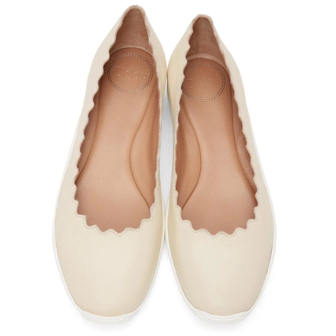 ChloÃ© Off-White Rubber Sole Lauren Ballerina Flats