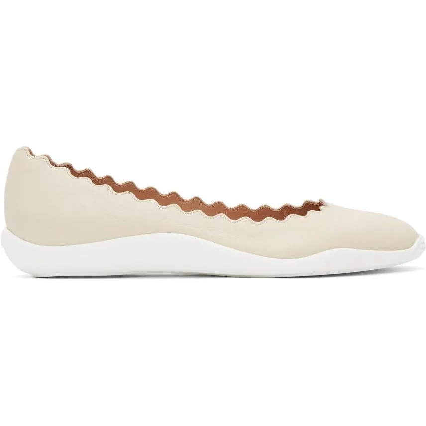 ChloÃ© Off-White Rubber Sole Lauren Ballerina Flats