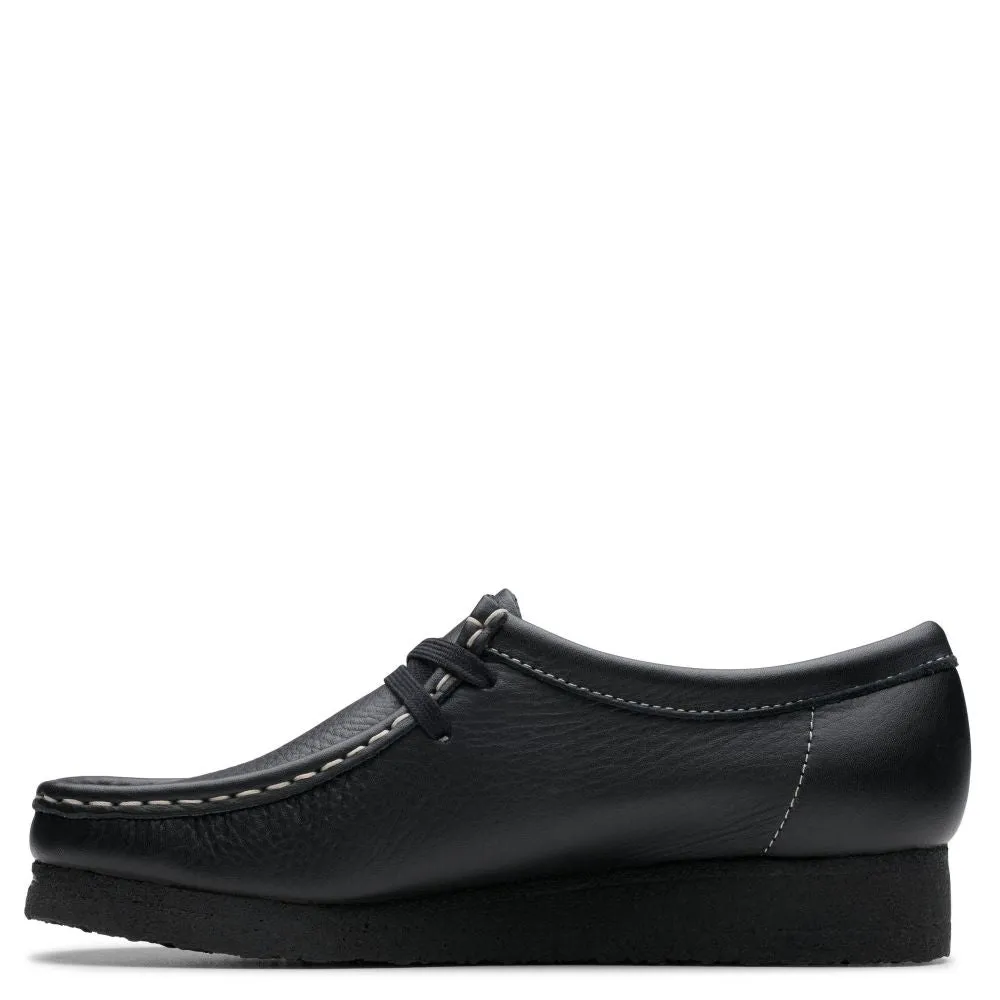 Clarks Women's Wallabee in Black Tumbled Leather
