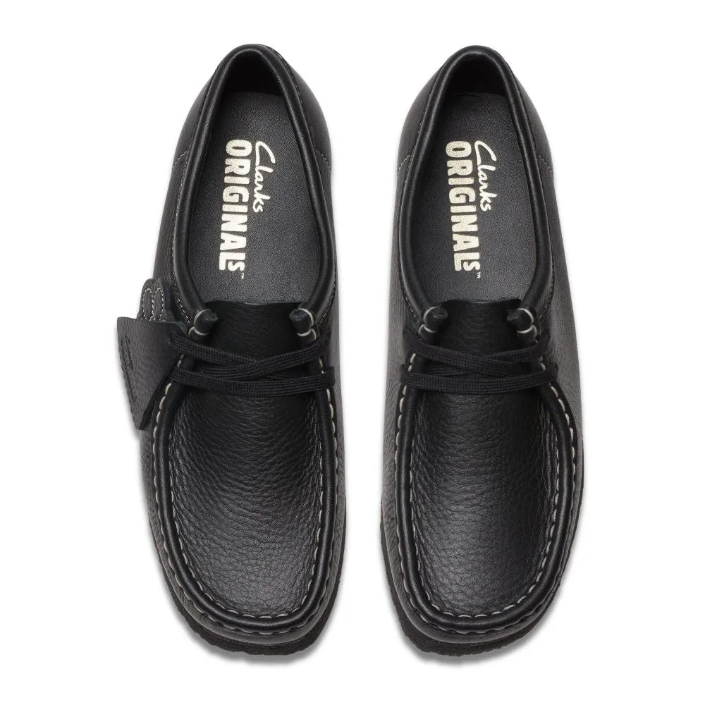 Clarks Women's Wallabee in Black Tumbled Leather