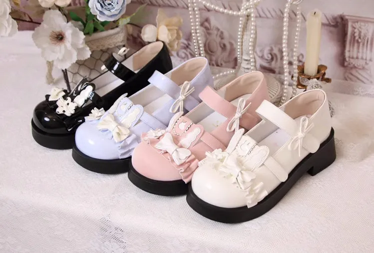 Cute Rabbit Bow Round Toe Lolita Shoes