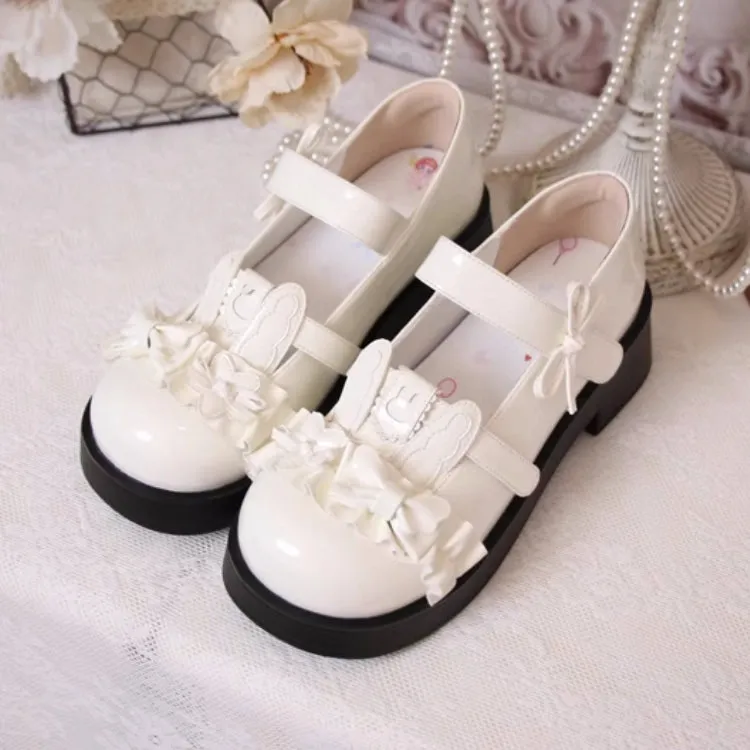 Cute Rabbit Bow Round Toe Lolita Shoes