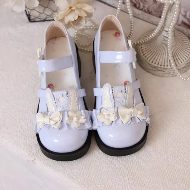 Cute Rabbit Bow Round Toe Lolita Shoes