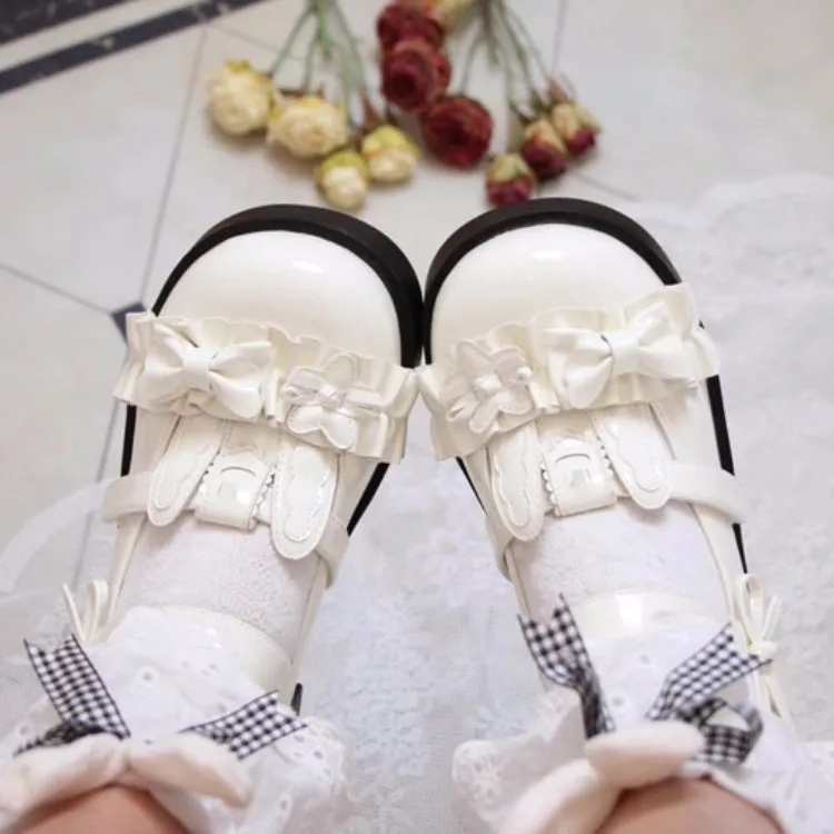 Cute Rabbit Bow Round Toe Lolita Shoes