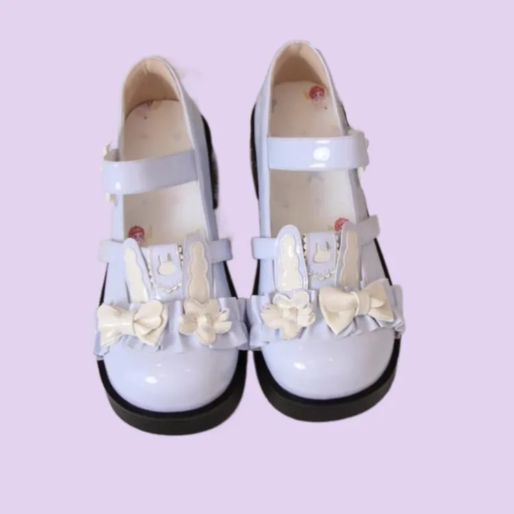 Cute Rabbit Bow Round Toe Lolita Shoes