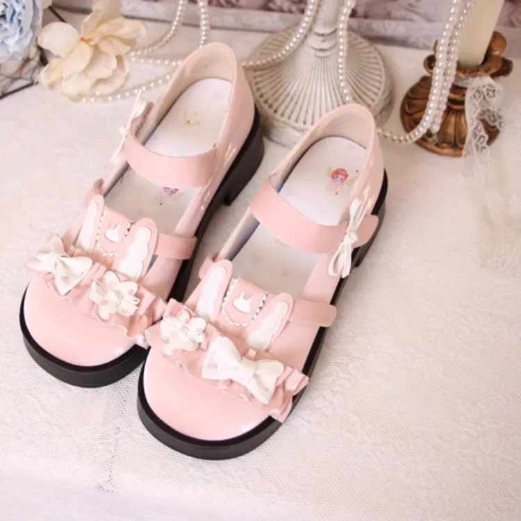 Cute Rabbit Bow Round Toe Lolita Shoes