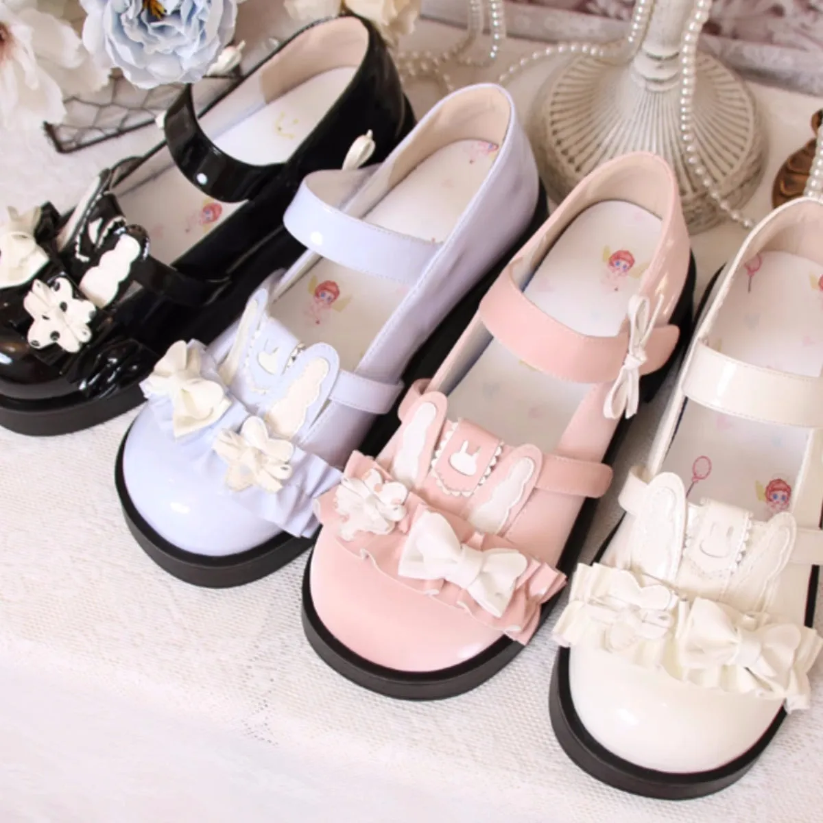 Cute Rabbit Bow Round Toe Lolita Shoes