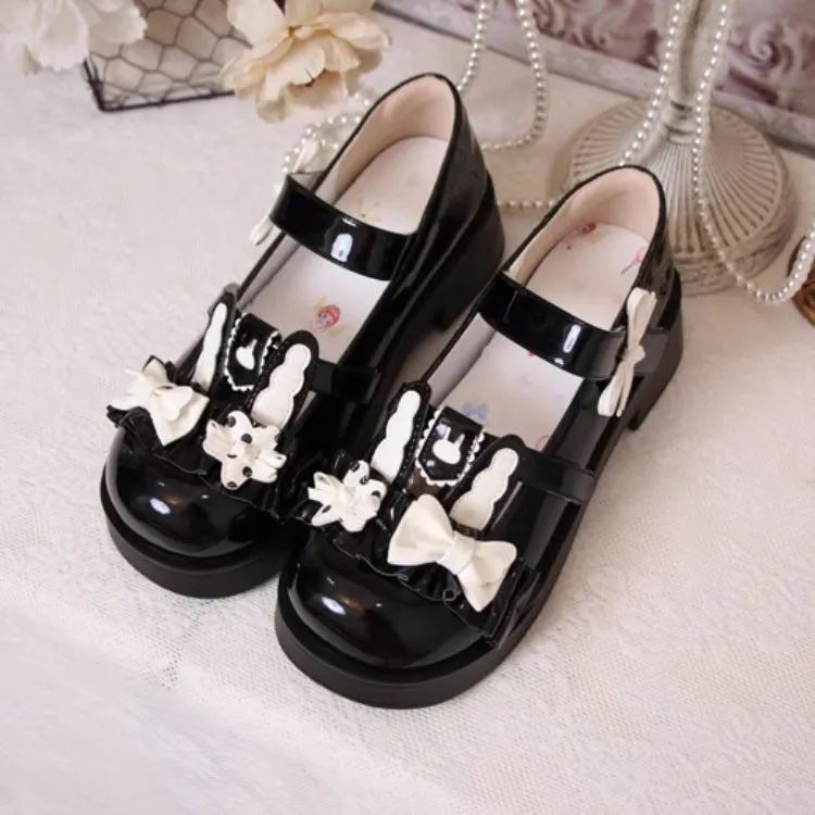 Cute Rabbit Bow Round Toe Lolita Shoes
