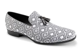 Gray Windowpane Tassel Loafer