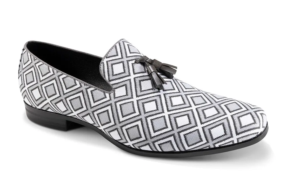 Gray Windowpane Tassel Loafer