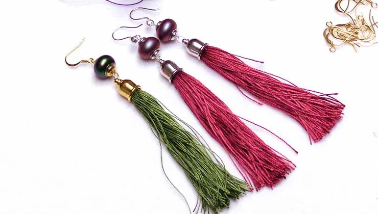 How to Make a Long Silk Tassel Statement Earring