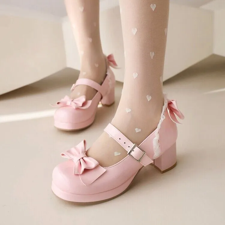 Kawaii Sweet Girly Style Bow Lolita Shoes