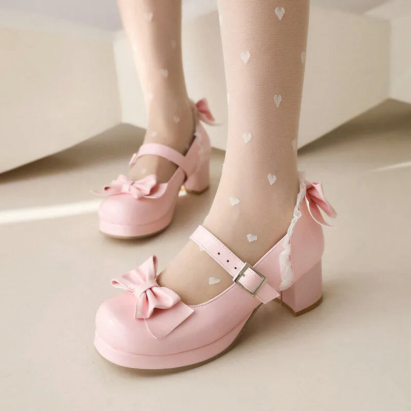 Kawaii Sweet Girly Style Bow Lolita Shoes