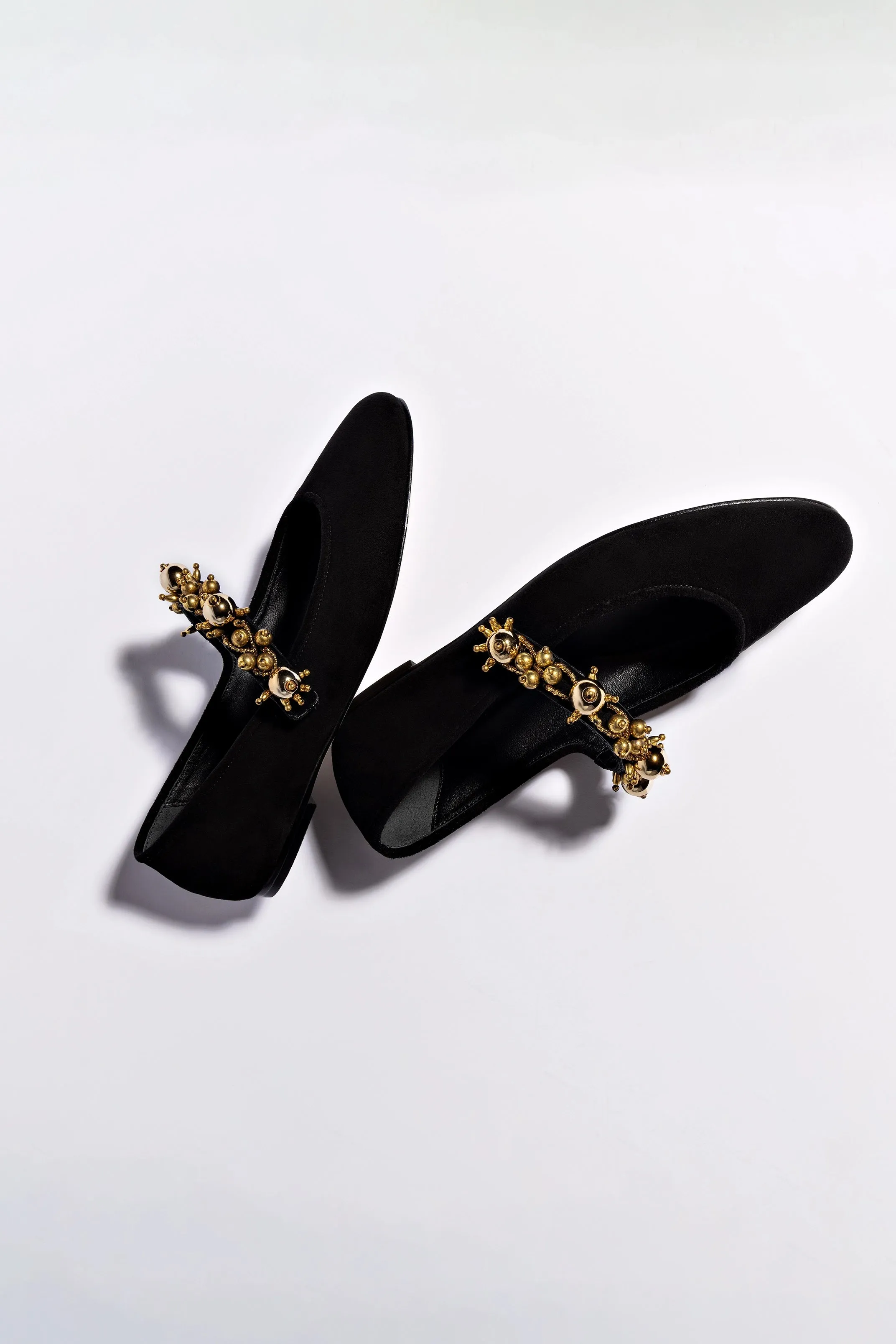Larroudé x Libertine Verona In Black Suede and Golden Balls