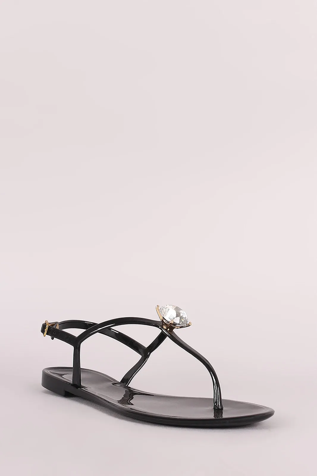 Liliana Jewel Accent T-Strap Jelly Flat Sandal