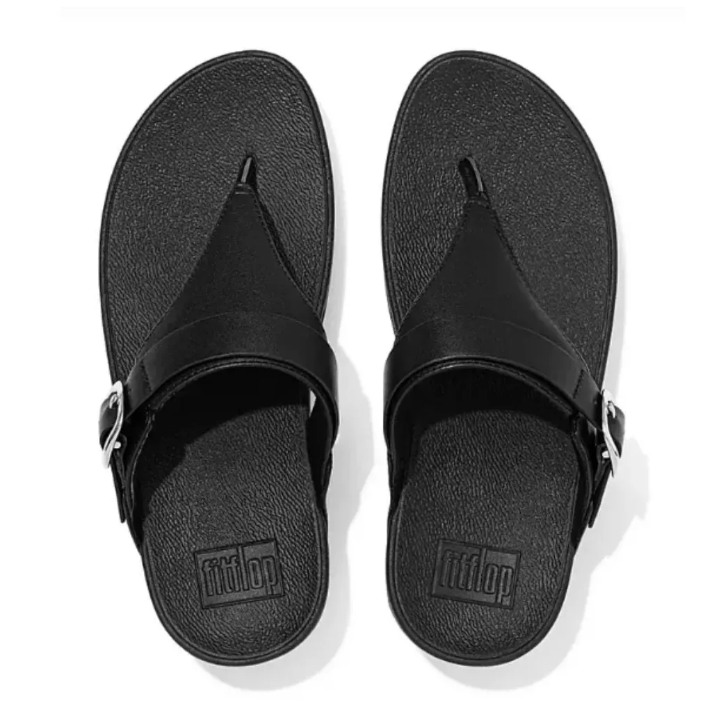 Lulu Covered Buckle Toe Post Thong - Black