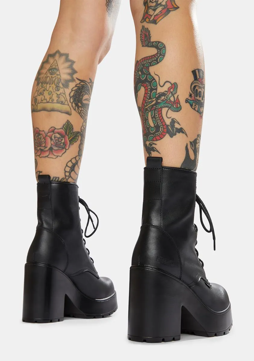 Mascot Black Leather Combat Boots